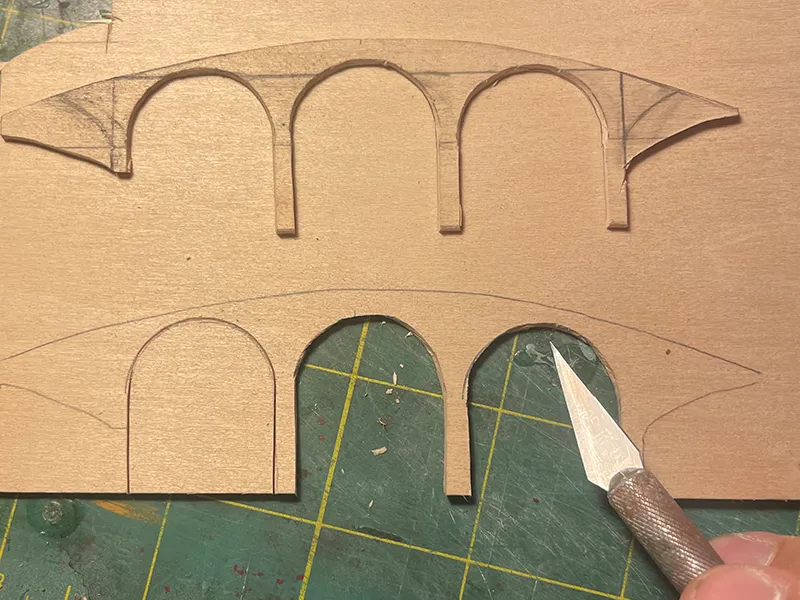 Micro Landscapes process pictures step 2 cutting out bridge shape
