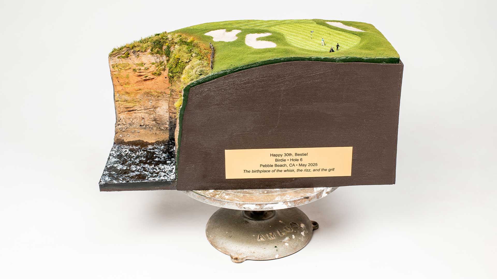 Custom golf gift micro landscape of Pebble Beach Hole 6 commissioned as a keepsake