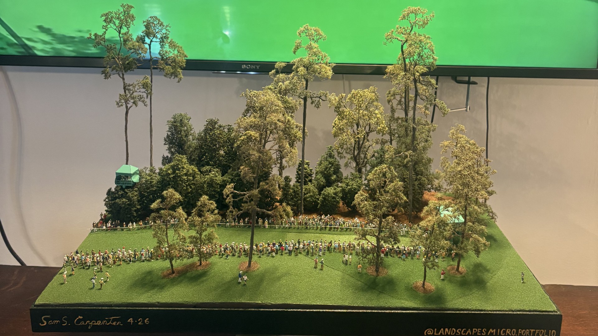 hole 18 augusta georgia golf course replica on pedestal